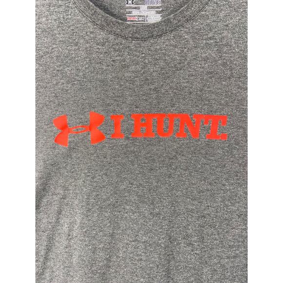 Under‎ Armour T-Shirt Mens Sz 2XL Gray Loose Fit Heat Gear I HUNT Short Sleeve - Picture 2 of 9